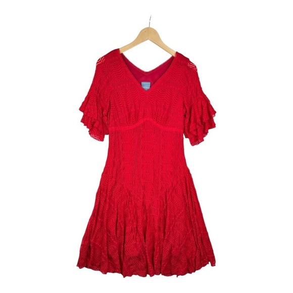 Rabbit Rabbit Rabbit Design Women's Short Sleeve Lace Fit +‎ Flare Dress Sz 10 - Picture 1 of 6